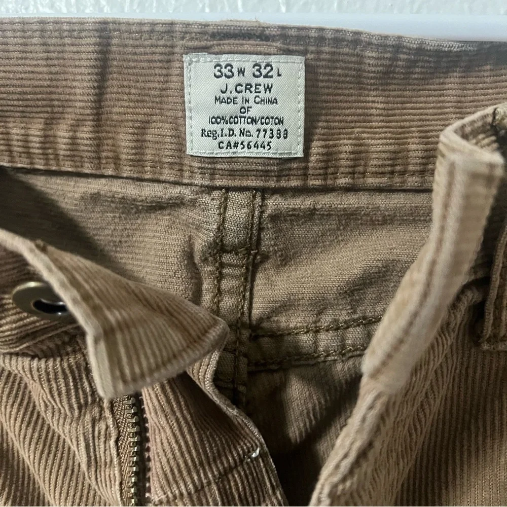 J. Crew Men’s Tan Corduroy Pants Size W33 X L32 Straight Leg 100% Cotton Chino